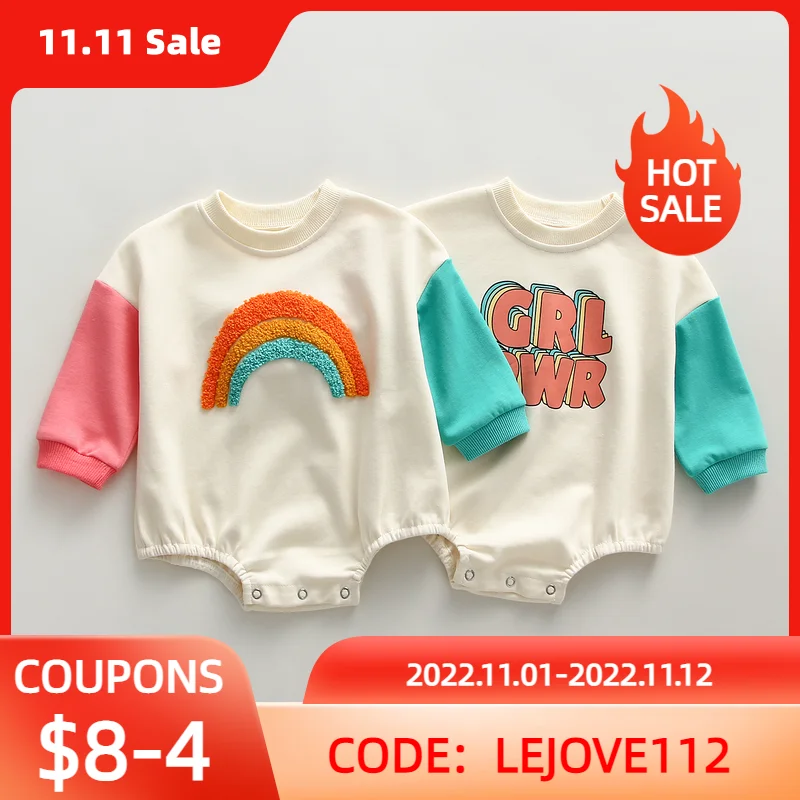 

Детское боди с длинным рукавом и круглым вырезом, с радужной вышивкой