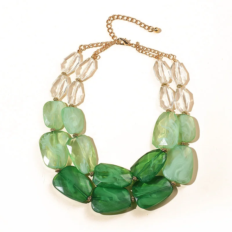

CARTER LISA Summer Fashion Multi-layer Choker For Women Trendy Jewelry Short Boutique Colorful Resin Beads Pendant Necklace