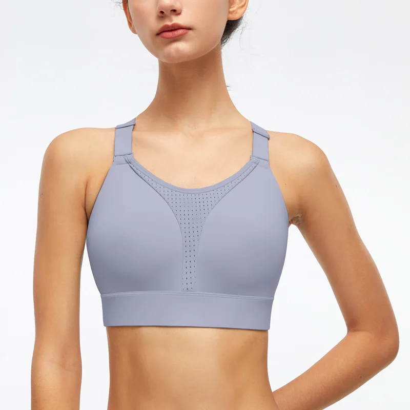 Sports Bra High Strength Support Woman Push-up Sexy Back Cross Straps Wireless Padded Yoga Bra Workout Gym Running Underwear Bra
