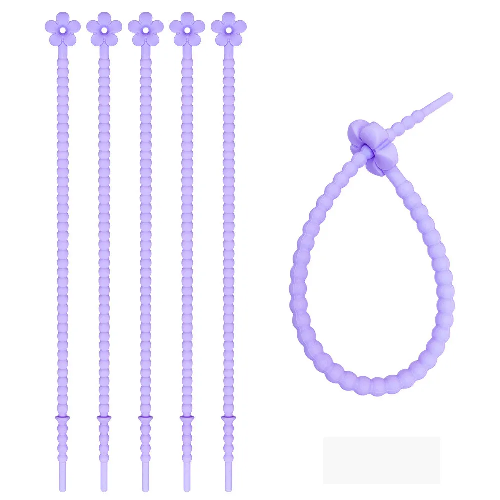 Силиконовый зажим для сумок карамельного цвета с маленьким цветком многоцелевой