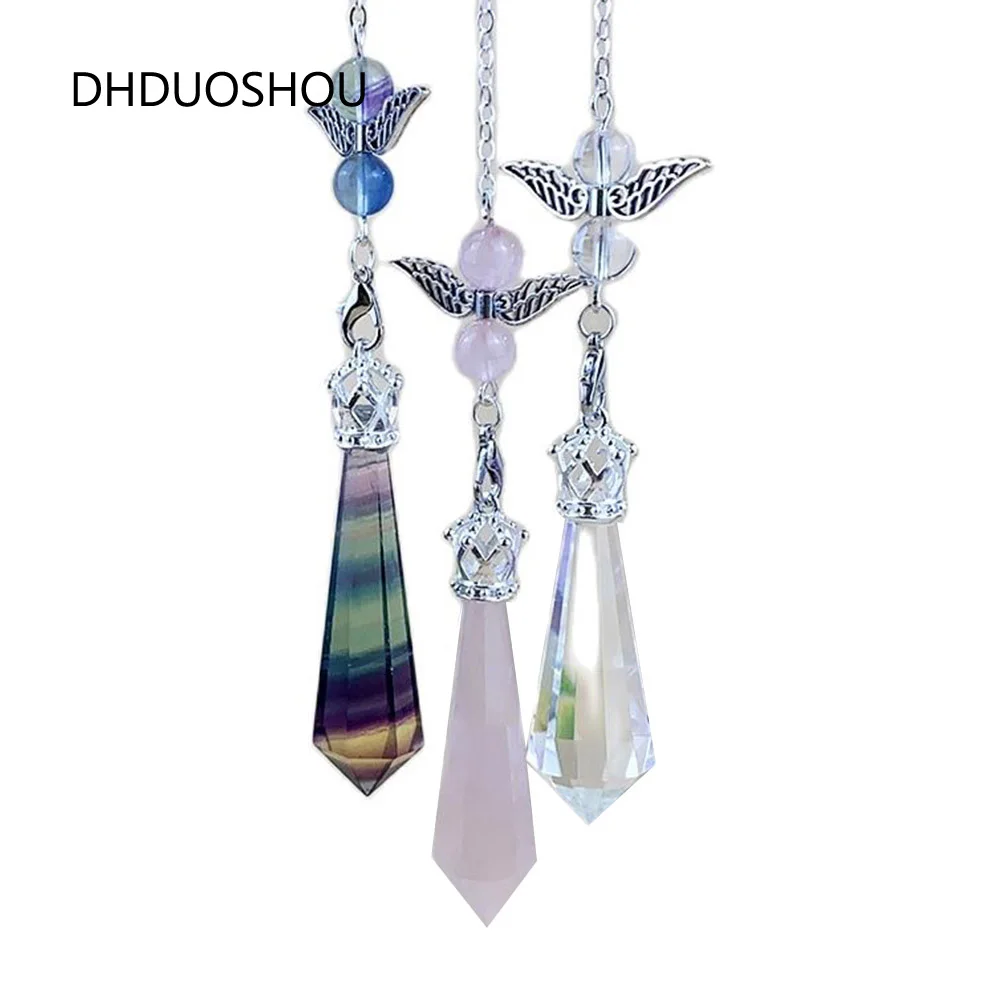 

Natural Crystal Pendulum Real Genuine Facet Gemstone Pendulos Jewelry Pendant Reiki Stones For Healing Dowsing Divination