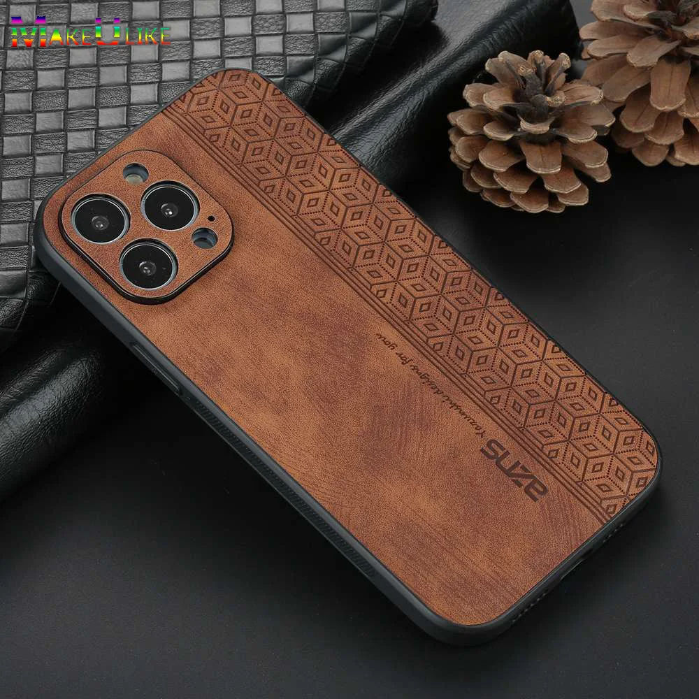 

Leather Case for iPhone 12 Pro Max Case Ultra Thin Cube Pattern Full Protect Cover for iPhone 7 8 Plus X XR XS 12Pro Max Case