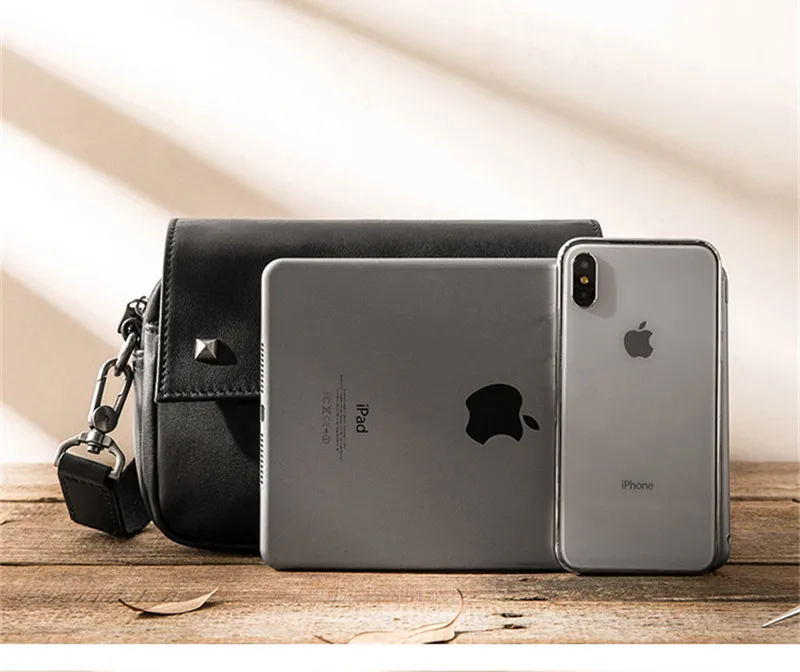 Casual luxury genuine leather men's black shoulder bag handmade designer outdoor high quality real cowhide crossbody bags Youth