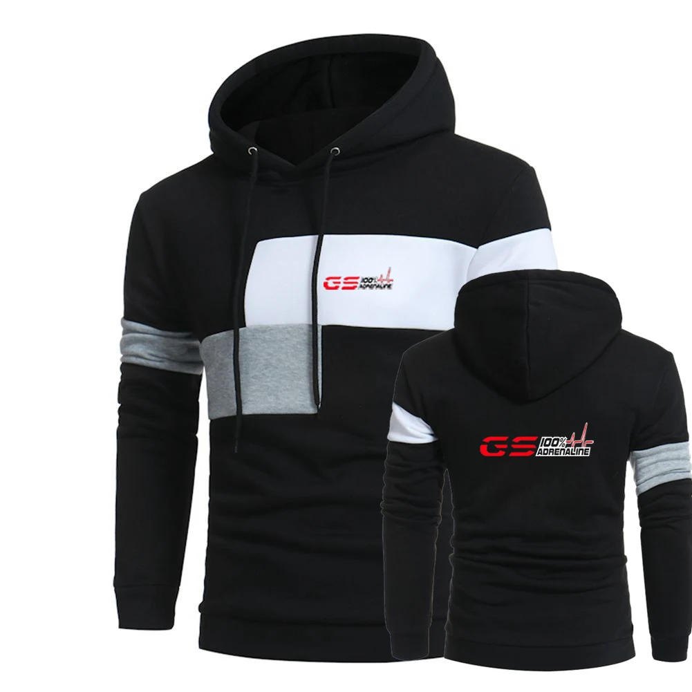 

2023 Spring Autumn GS Adrenaline Motorrad Biker Fan Logo Print Tricolor Splicing Hoodies Casual Sport Loose Comfortable Pullover