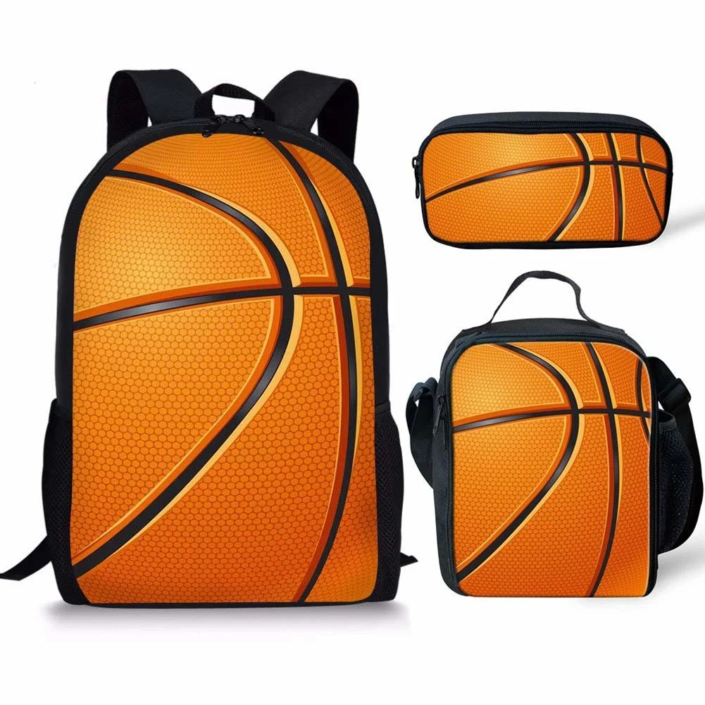 

Cool Basketball Design 3Pcs School Bags Set for Teen Boys Girls Schoolbag Backpack for Student Bookbag Mochila Infantil