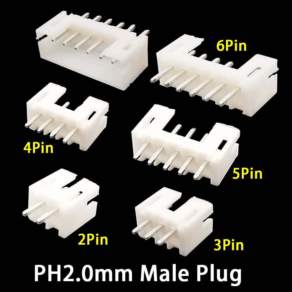 

Коннектор PH2.0mm 50 шт./лот JST 2P/3/4/5/6Pin, 2,0 мм, материал штекера JST, PH2.0, пластиковый корпус, кабель, прямая контактная клемма