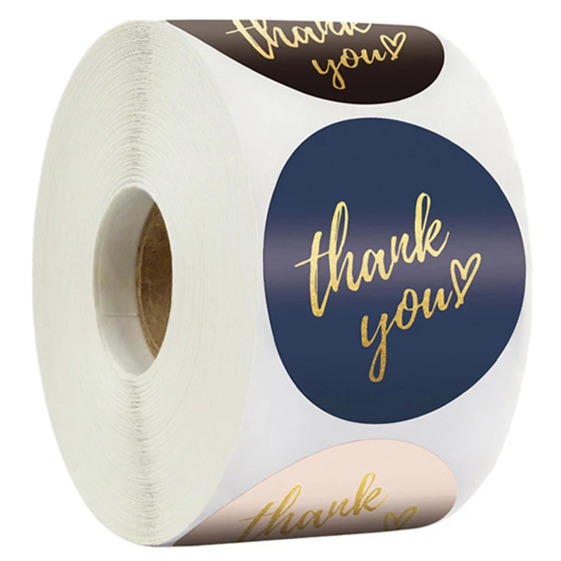 

100-500pcs Thank You Stickers Seal Labels 1inch Gold Foil Paper Decoration Sticker For Handmade Wedding Gift Stationery Sticker