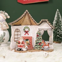 christmas house miniatures for home decor living room scene santa claus fireplace figures creative christmas decoration ornament
