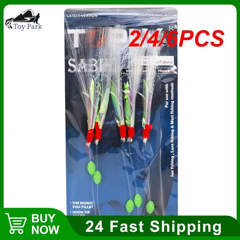 

2/4/6PCS Mackerel Barbed Hook Bass Cod Lures Sea Fishing Rigs Tackle Boat Fishing Hook Mackerel Feathers Bass Cod Lure