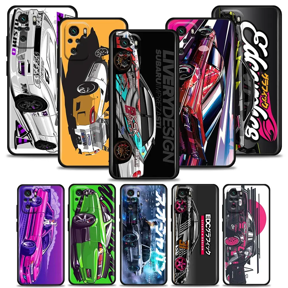 

Phone Case for Redmi 10 9 9A 9C 9i Case K20 K30 K40 Plus Note 10 11 Pro Soft Silicone Cover Tokyo JDM Drift Sports Car
