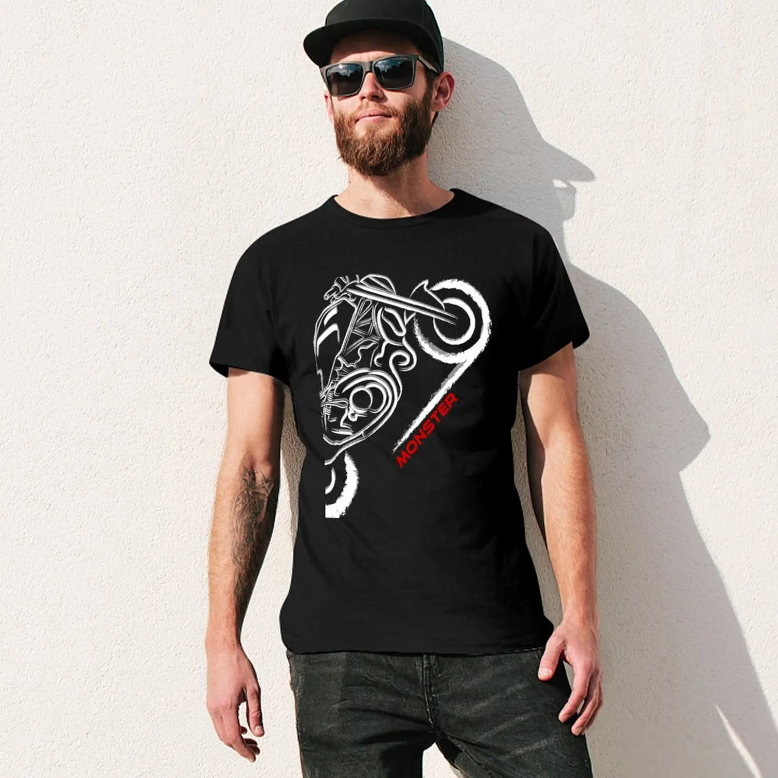 Monster Lover on Dark Relayout for the Real Biker Футболка Мужская футболка летний топ мешковатые