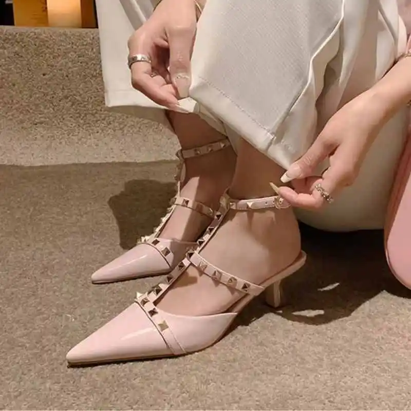 

BCEBYL New Fashion High Heels Strappy Sandals Ladies Studded Stiletto Sandals Summer Sandals Sexy Elegant Party Banquet Shoes