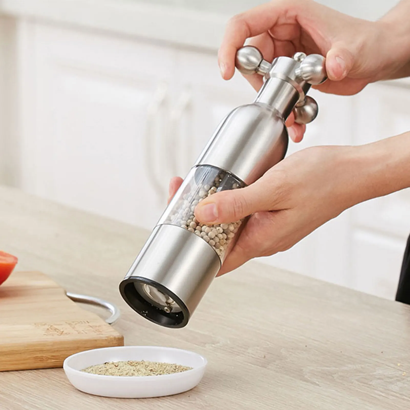 

Pepper Grinder Manual Salt And Pepper Mill Grinder Spice Shakers Kitchen Tools Accessories For BBQ Grilling Stainless Steel