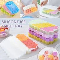 silicone ice cube tray diy honeycomb shape ice cube making mold with lid whiskey cocktail food grade kitchen accessories