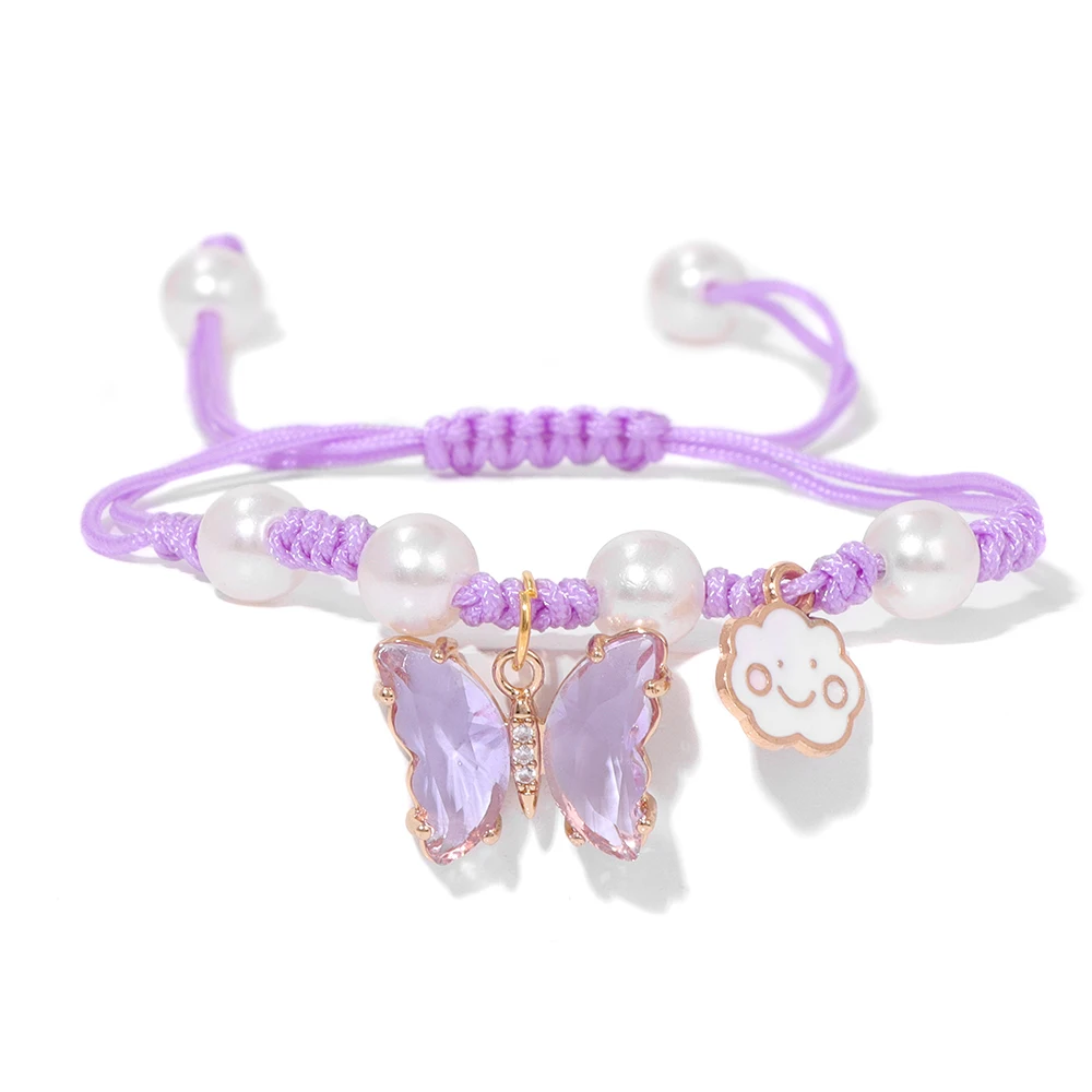 Модные браслеты с фиолетовыми бабочками и облаками очаровательные жемчужные