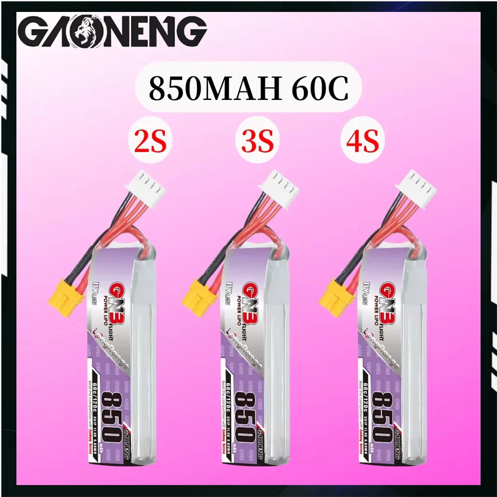 5 шт. GAONENG GNB 850 мАч 1S1P 3 8 В 60C Lipo аккумулятор с вилкой PH2.0/GNB27 для радиоуправляемого