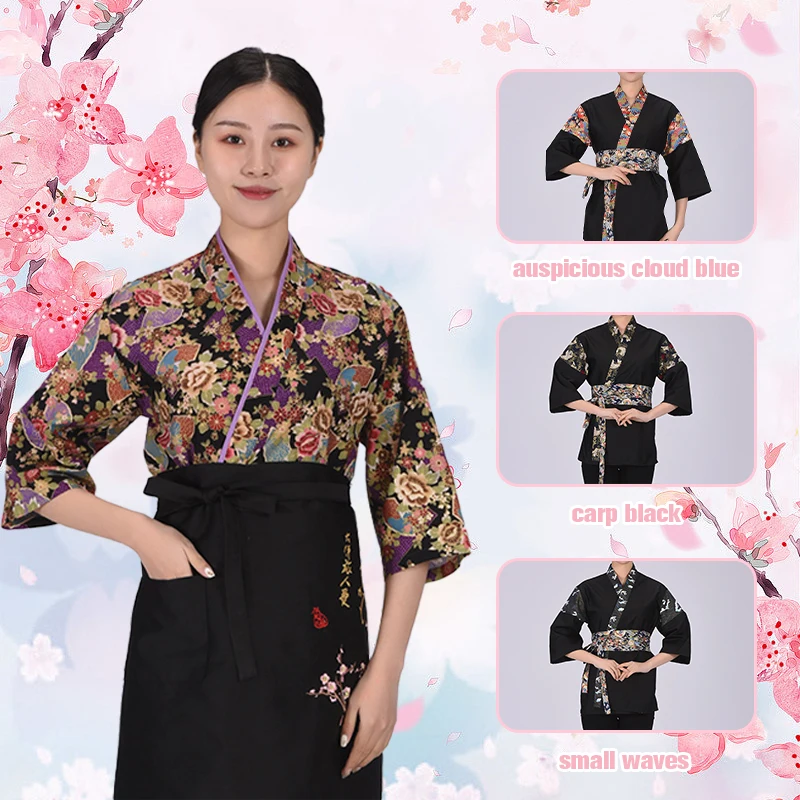 

Japanese Style Chef Uniform Coat Sushi Cuisine Restaurant Food Service Work Wear Chef Jackets Hotel Kitchen Cook Clothing Unisex