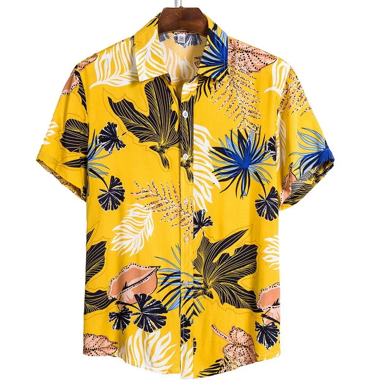 

2022 Summer Men Casual Shirts Fashion Hawaiian Short-Sleeve Beach Holiday Floral Streetwear Loose Male Top Camisa Masculina