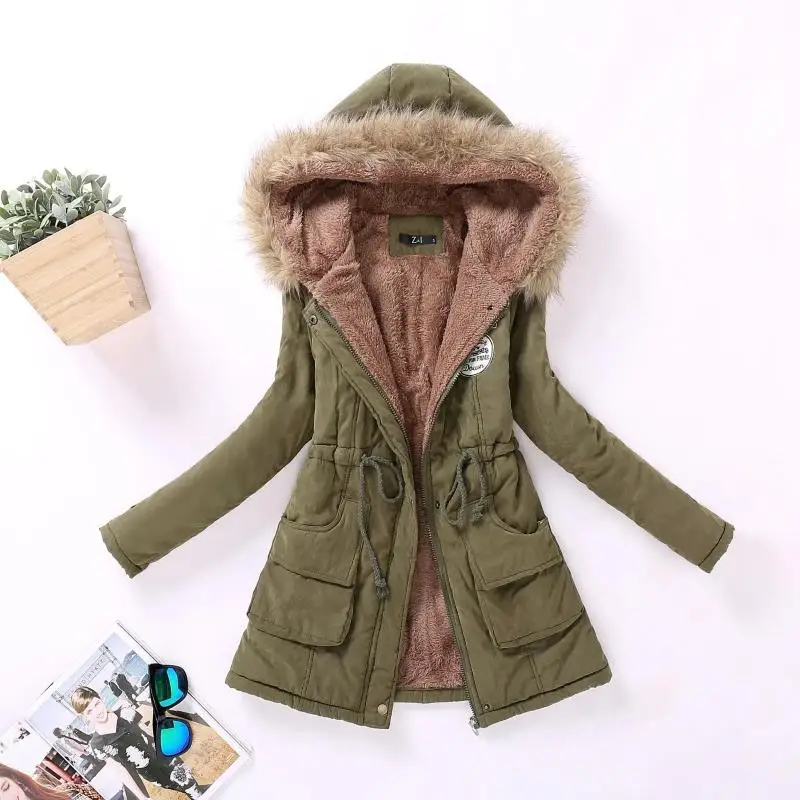 

Women Winter Military Coats Cotton Wadded Hooded Jacket Casual Parka Thickness Warm Xxxl Size Quilt Snow Outwear