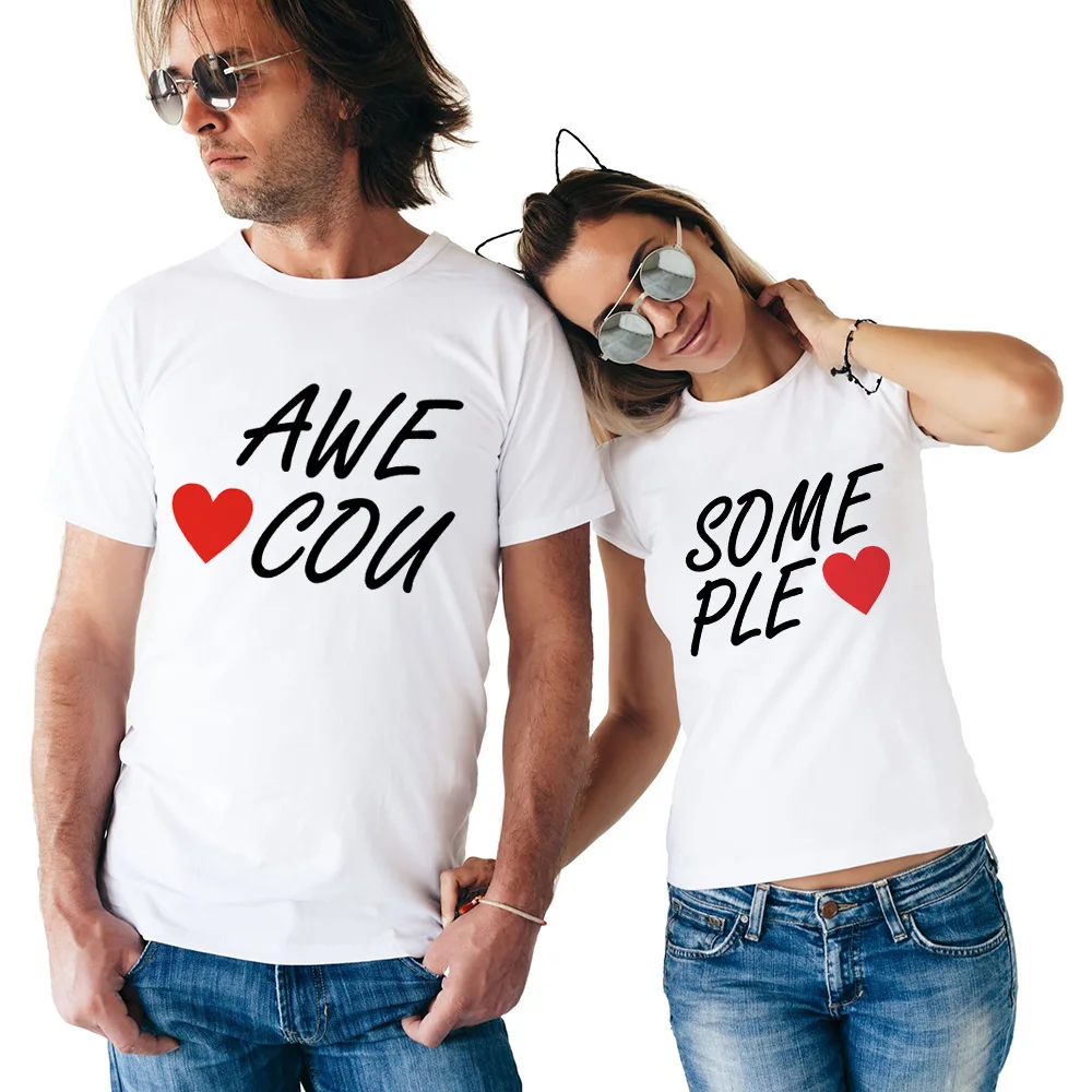 

2018 Summer Fashion Awesome Couple Letters Printed T Shirts Men Women T Shirt Casual Matching Couples Clothing