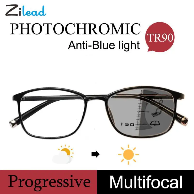 

Zilead Photochromic Reading Glasses Women Men Anti-blue Light Multifocal Progressive Presbyopia Eyeglasses Near And Far Glasses