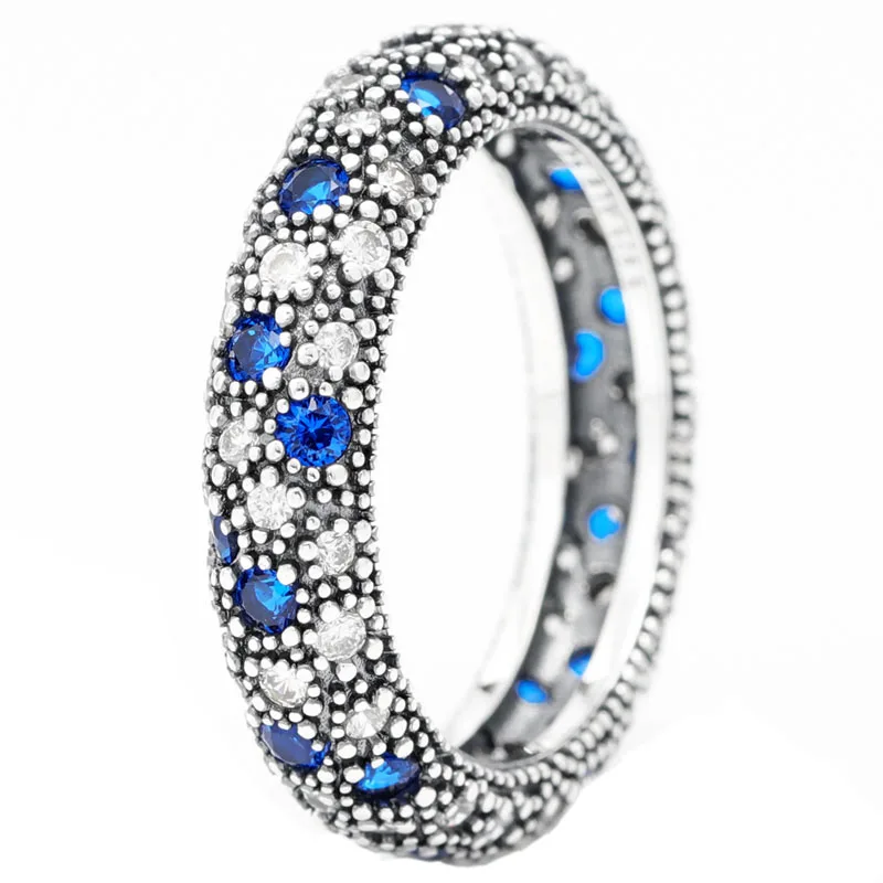 925 Sterling Silver Ring Peach Blossom Entwined Ribbon Frost Stackable Love Hearts Butterfly For Europe DIY Jewelry