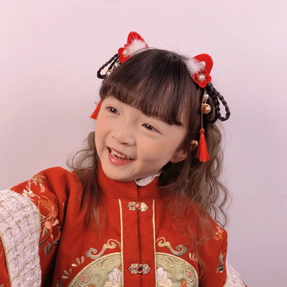 Милый светодиодный светящийся парик ханьфу повязка на голову косичка жемчужный