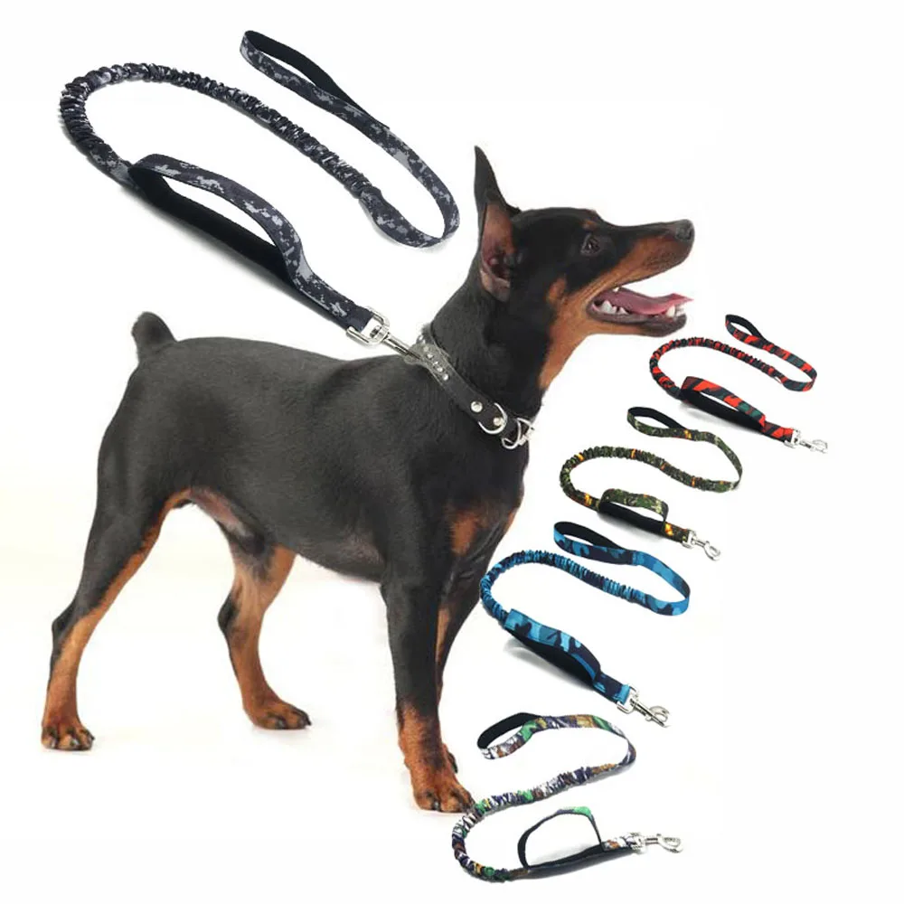 

Dog Leash Camouflage Bungee Elastic Leads Rope With 2Handle Padded Control 120cm Nylon Collars Training Leashes For Dogs
