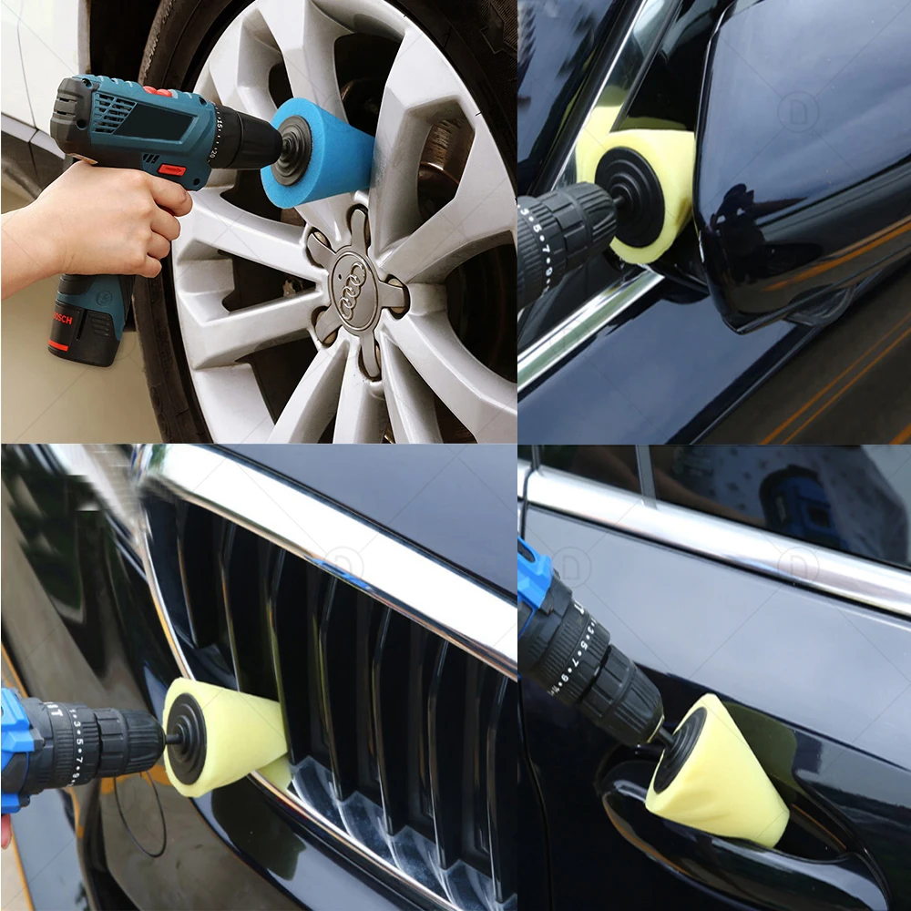 Губка для полировки автомобильных колес используемая электрической дрели