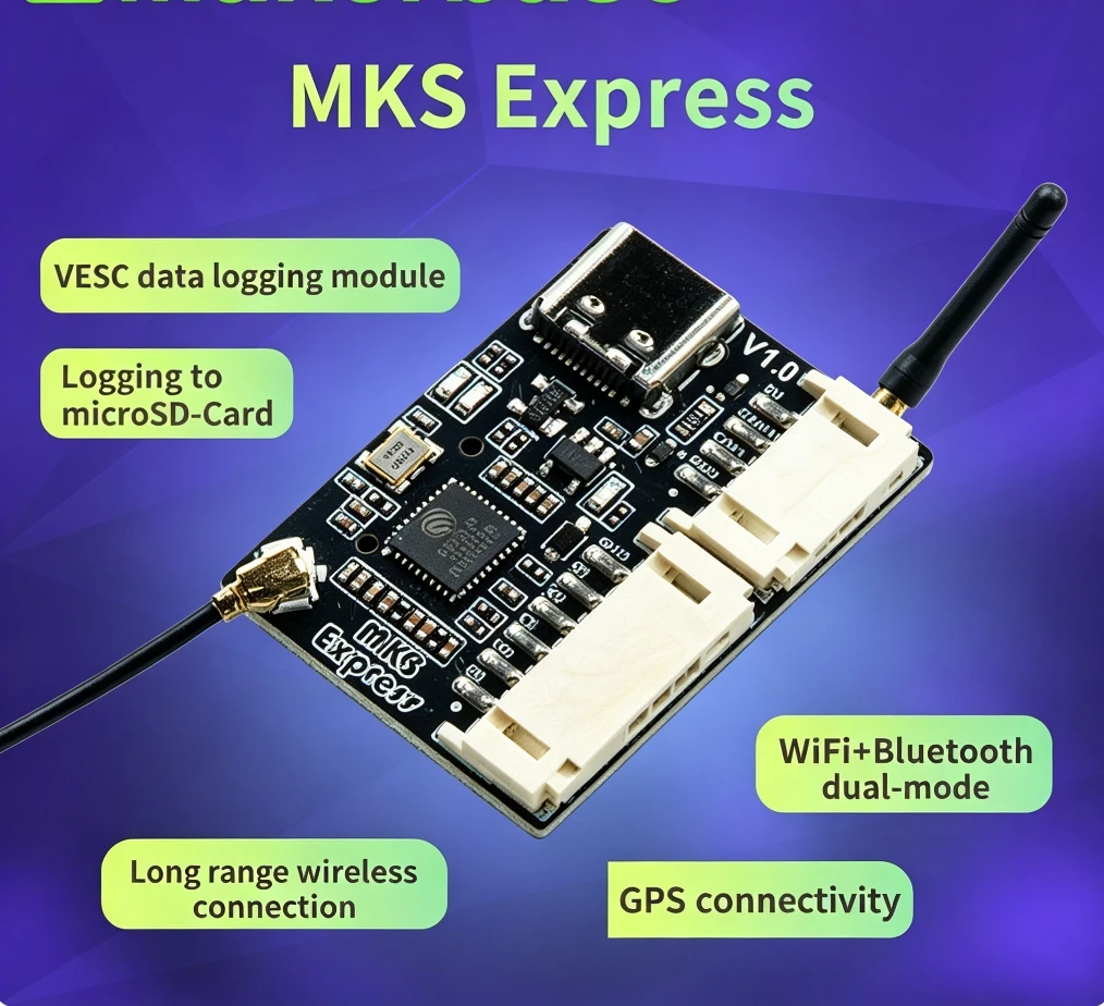 Фото Модуль Makerbase VESC EXPRESS ESP32 с Wi-Fi, Bluetooth, записью данных на SD-карту и GPS-позиционированием для электроскейтбордов с VESC ESC №1