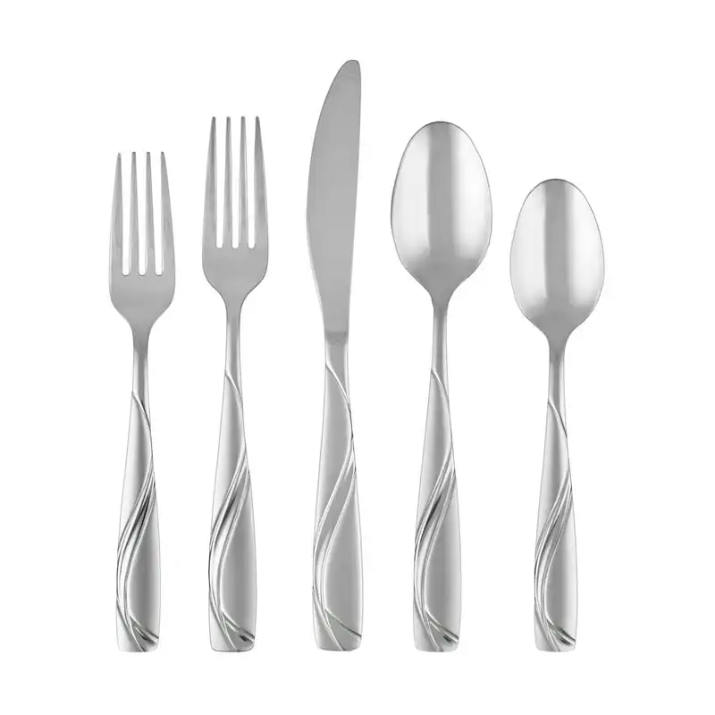 

Mercado Sand 45-Piece Stainless Steel Flatware Set, Service for 8 - Complete Tableware Cutlery for Everyday and Special Events F