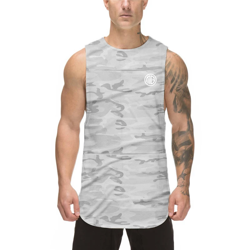 

Gym New Camouflage Vest Summer Men Clothing Tank Tops Sleeveless Fitness Vest Male Bodybuilding Mesh Quick Dry Singlets