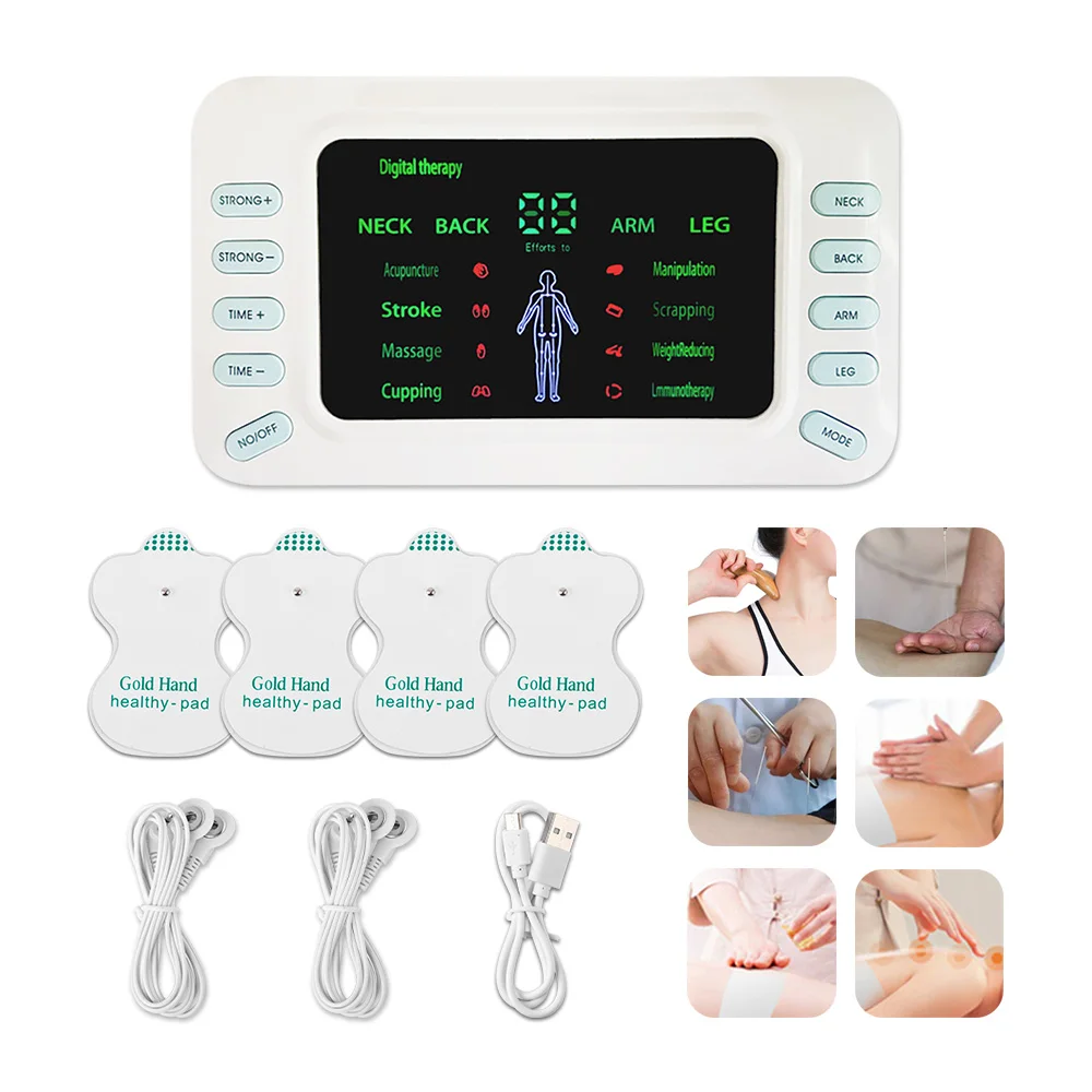 

Electric Muscle Stimulator 8 mode Tens unit machine Electrical Pads Pulse Low Frequency Physiotherapy Machine Acupuncture Body