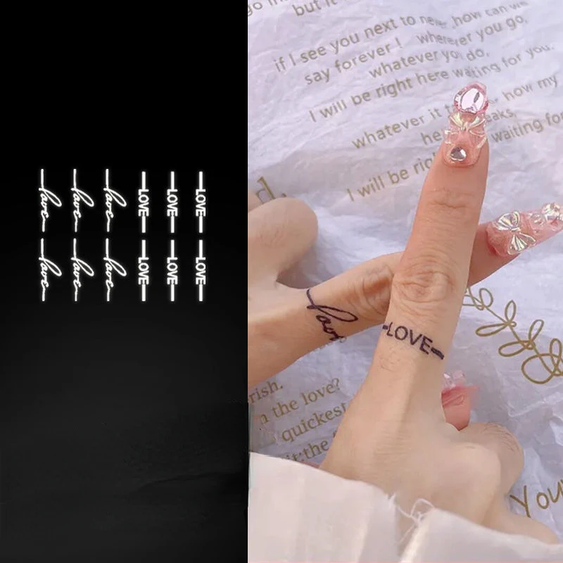 

2022 New Sweet Cool Style LOVE Stripe Waterproof Juice Tattoo Stickers for Woman Man Finger Temporary Tattoo Fake Tattoo