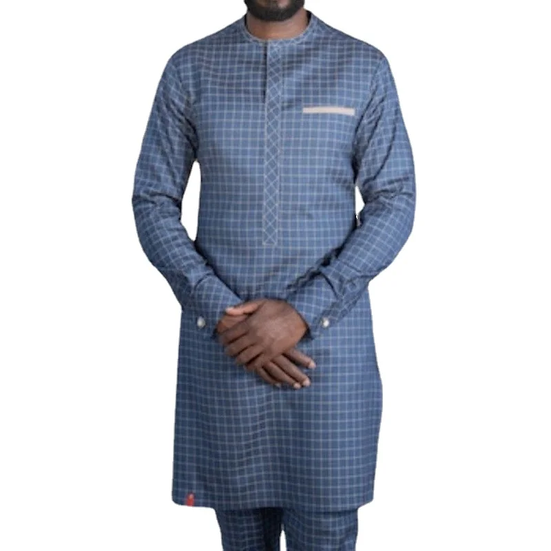 

African Men's long-sleeved Shirt Ethnic style And Checked Long Sleeve Fashion Casual Male Robe Tops Summer And Autumn