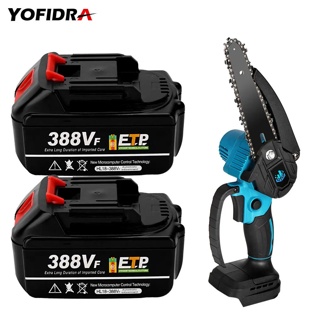 18V 6 inch Brushless Electric Saw 3000mAh Rechargeable Li-ion Battery and EU Plug Garden Logging Saw Woodworking Cutting Tool
