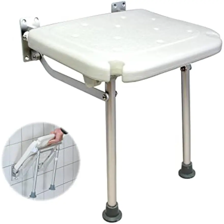 

Folding Shower Bench Wall Mounted seat,Load of 400 Lbs,White