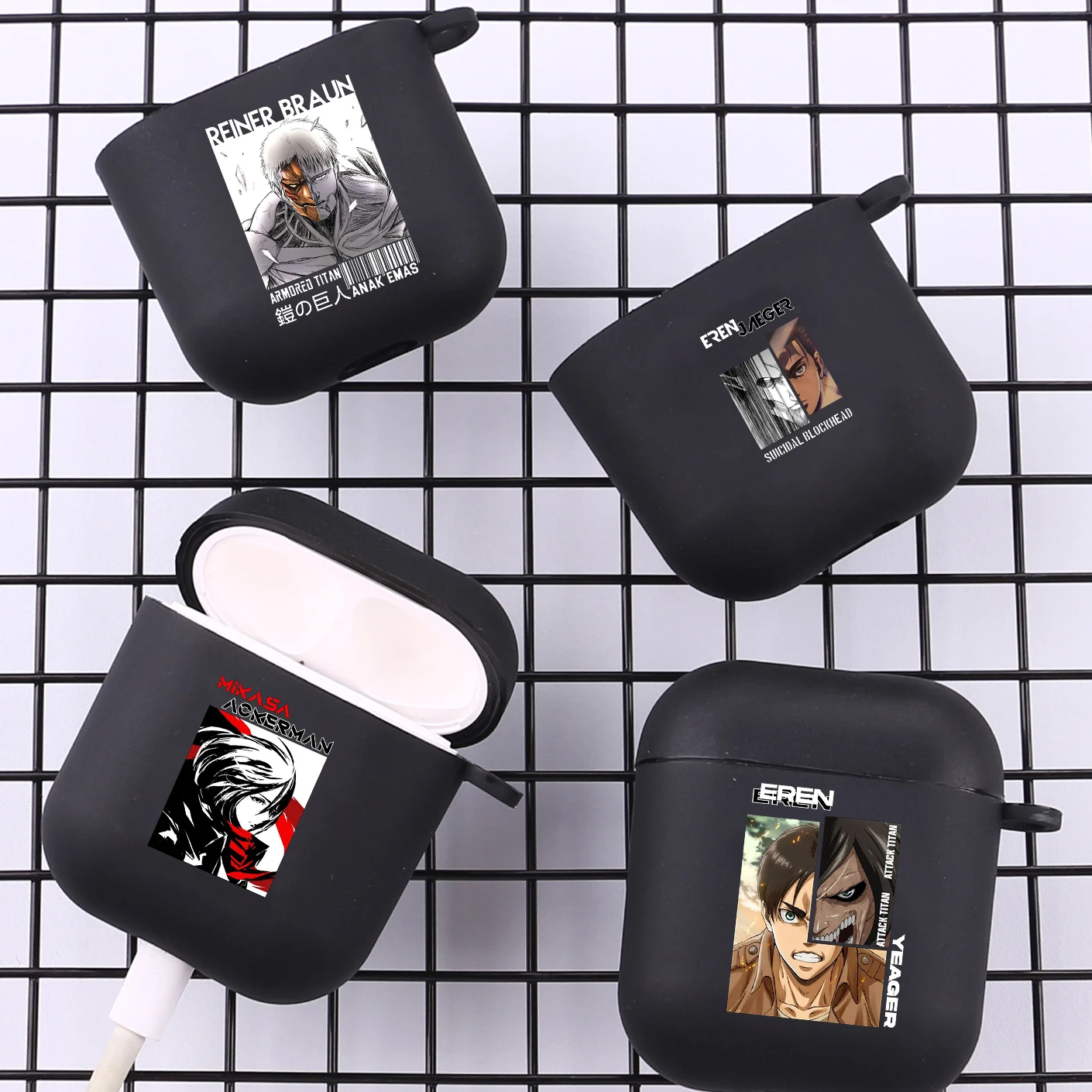 

Attack on titan Eren Yeager With Hook for Apple Airpods 2 1 Earphone Cases Soft Silicone Case For Airpod Pro 3 Pro2 Black Cover