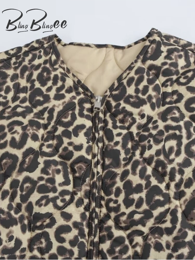 Женское хлопковое пальто с леопардовым принтом на молнии карманами