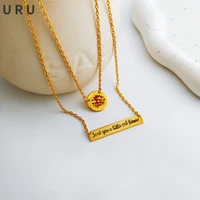 fashion jewelry two layers golden chain necklace simply design high quality brass metal pendant necklace for women gifts