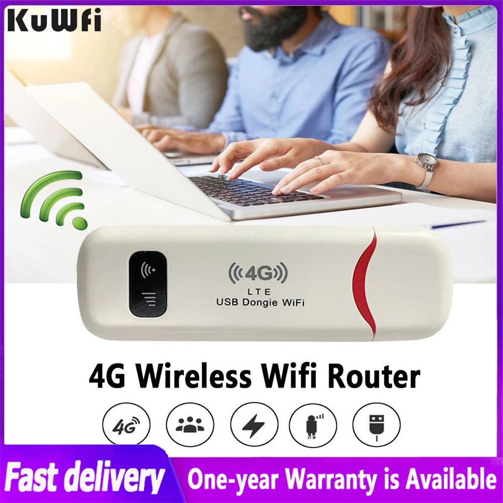 KuWfi 150Mbps 4G LTE USB WiFi Router Wireless Router Modem Dongle Sim Card Pocket WiFi Hotspot For Office Travel WiFi Coverage