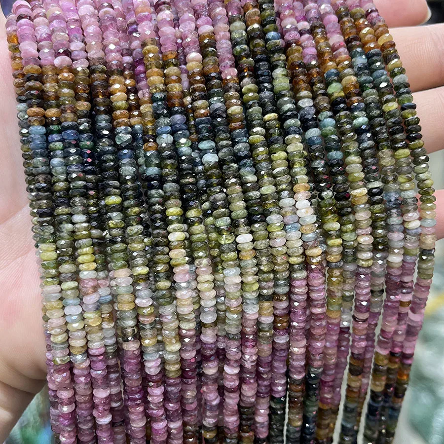 Натуральный цвет турмалин искусственная бусина Маленький граненый разделитель