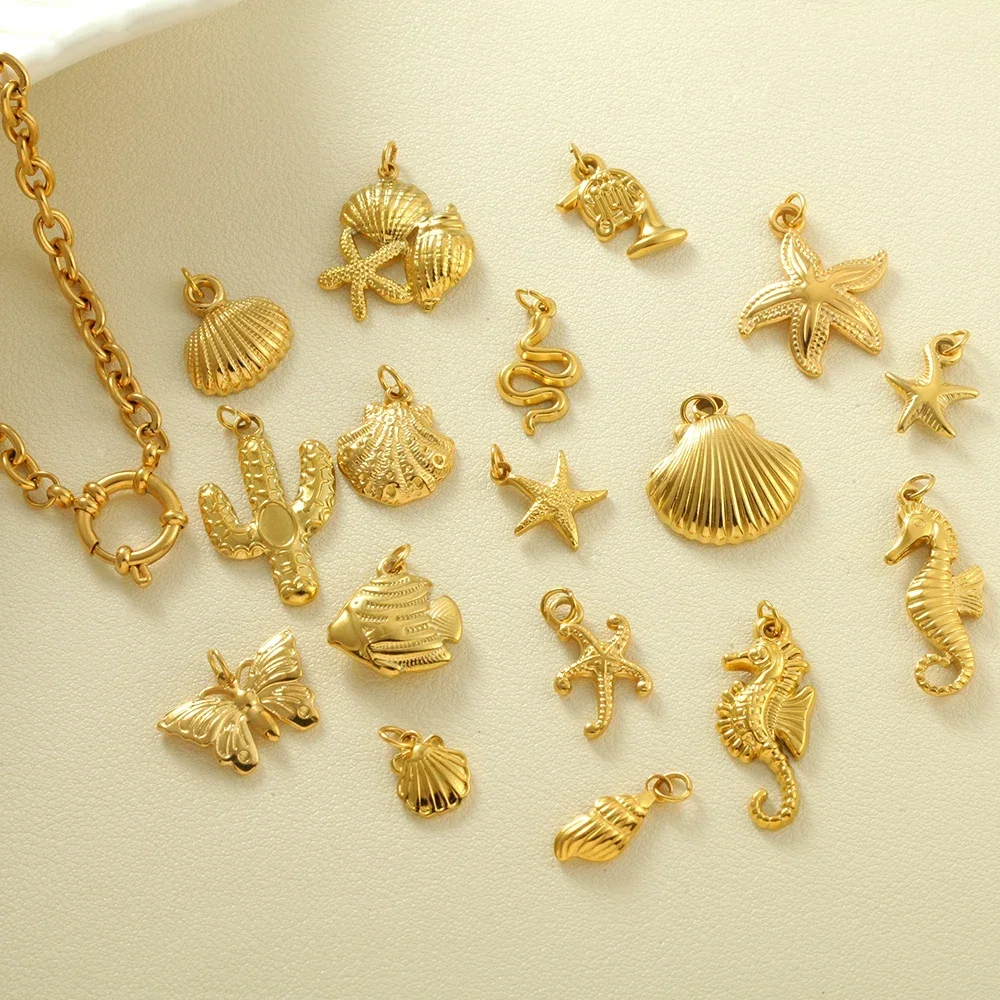 Позолоченное женское колье из нержавеющей стали OT-цепочка DIY Ocean Series кулон в виде