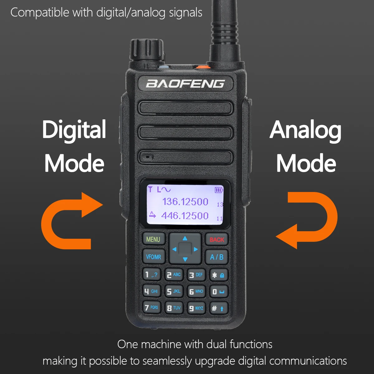 2pcs Baofeng DMR DR-1801 Walkie Talkie Digital/Analog UHF VHF Dual Time Slot Tier 1&amp2 Upgrade of DM1801 DM1701 Portable Radio