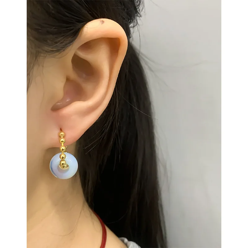 Маленькие и роскошные дизайнерские геометрические серьги-кольца из нефрита с бусинами и цепочками, женские серьги из серебра