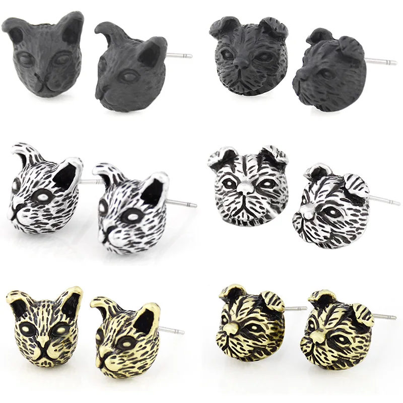 Винтажные серьги-гвоздики в стиле бохо серебряного цвета с милым