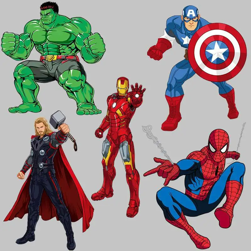 

Big Disney Marvel Heroes Heat Transfer Sticker Captain America Iron Man Hulk Spider-Man Iron on Patch Diy T-shirt Clothes Decals