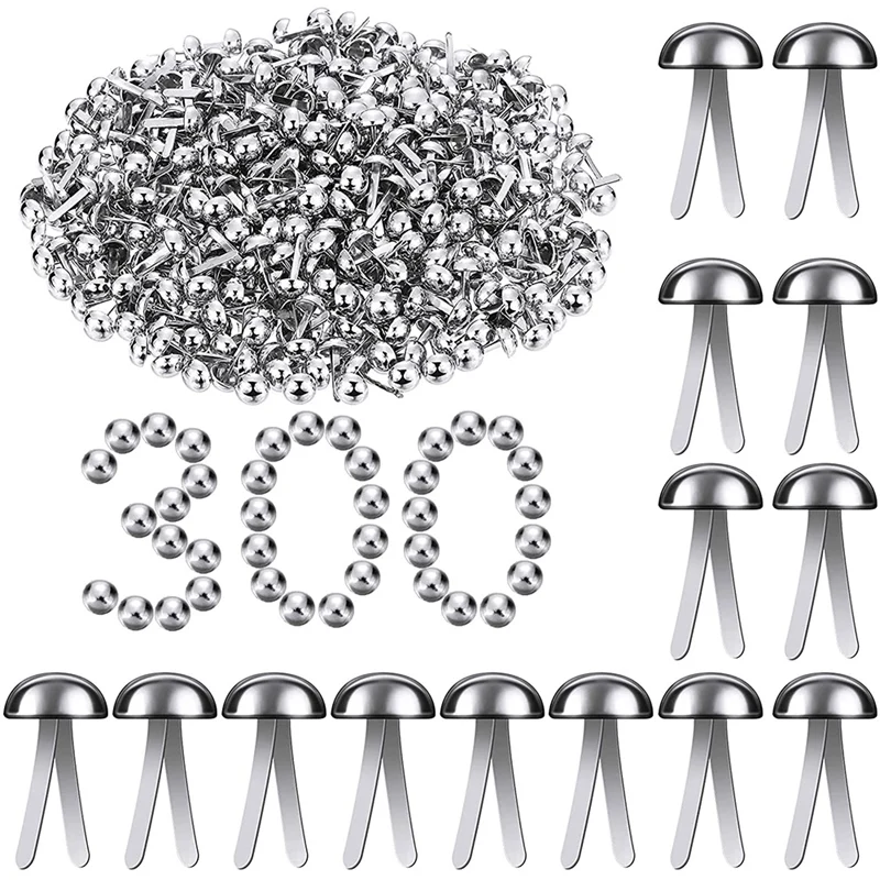

300 Pieces Of Paper Fasteners Round Headgear Sturdy Fasteners Suitable For Art Handmade Decoration Scrapbook DIY