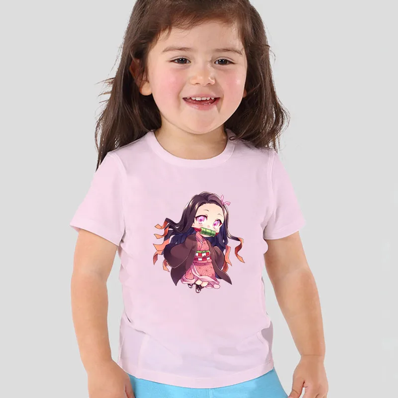 

Одежда для девочек, детские футболки с рисунком из аниме, рассекающий демонов, камадо незуко, милые летние детские футболки, топы, футболки д...