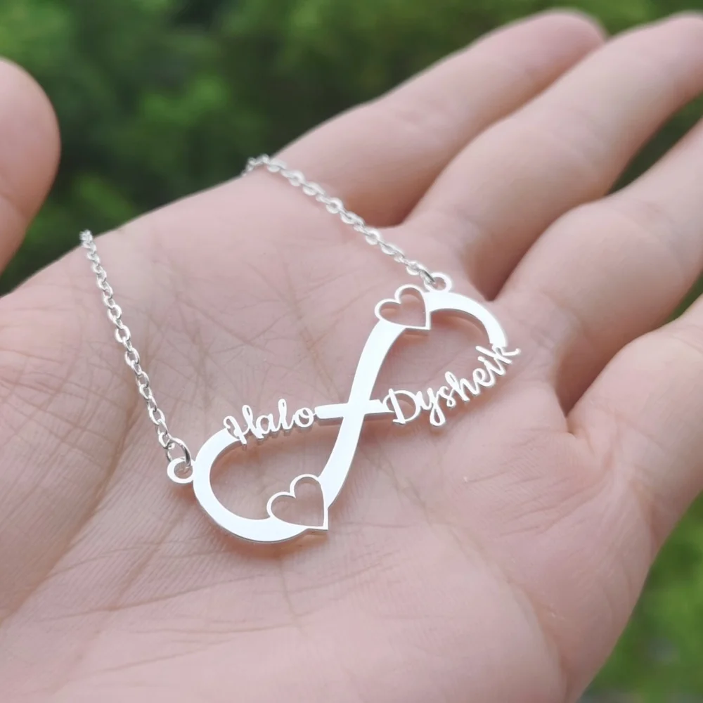 Колье LeeChee с двумя именами символом бесконечного сердца именем на заказ ажурное